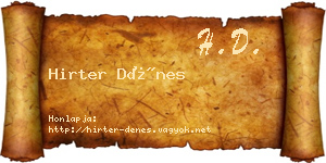Hirter Dénes névjegykártya